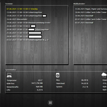 Kalender Familie + Müll und Systeminfos
